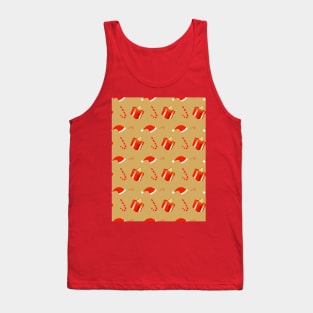 Gift box and Santa hat on Xmas pattern Tank Top